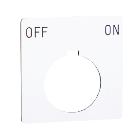 Schneider Electric 9001 Legend plate; "ON-OFF"; plastic; 2-1/4" square; white w/ black letters